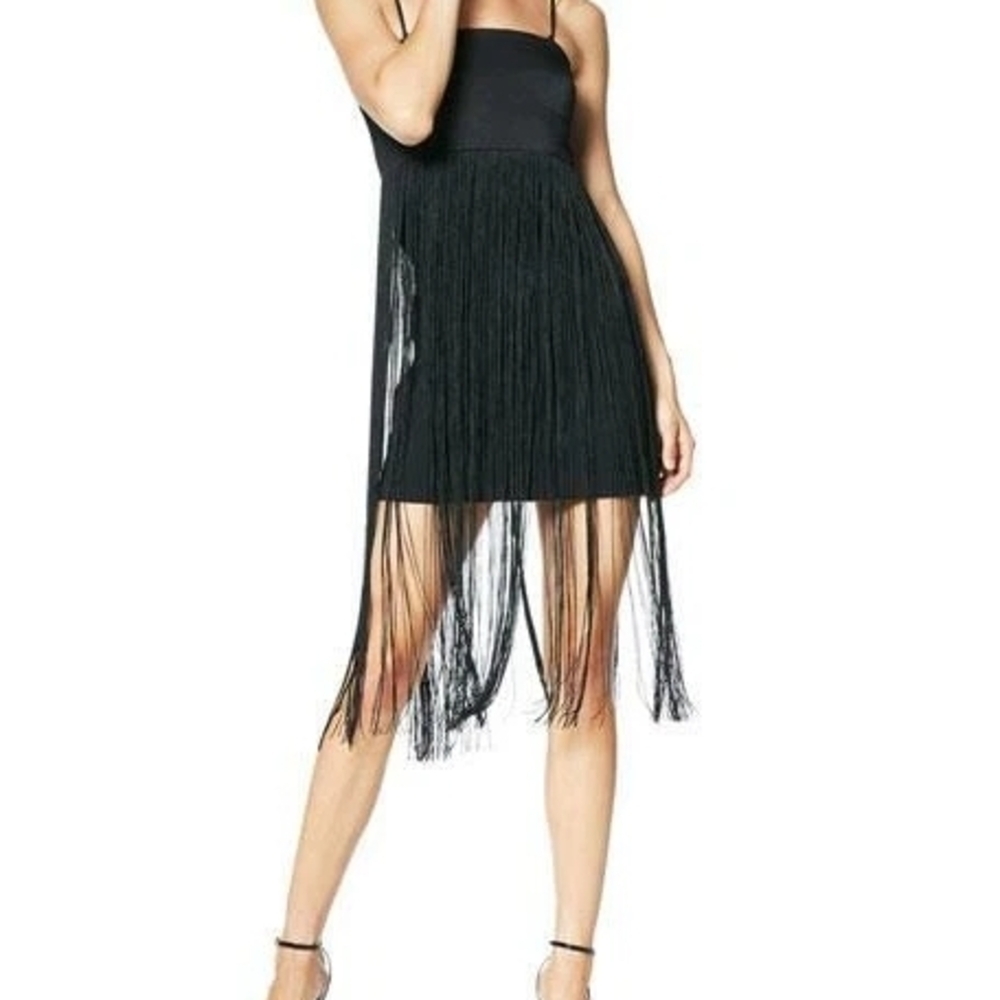 Calvin Klein Black Fringe Mini Dress
